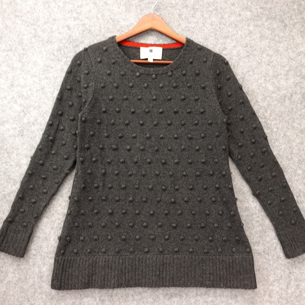 Lisa Perry Cashmere Sweater Womens XS Black  Merino Pom Pom Bobble Knit Chunky